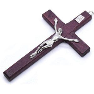 Catholic Crucifix Wall Cross 3 Pack, Small Wooden Cross with Jesus, 4.7 inches